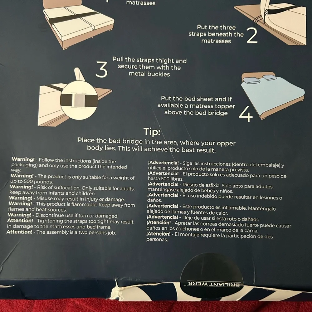 Bed Bridge Mattress Connector - Blue and White